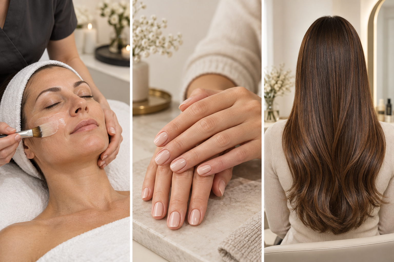 Gezichtsverzorging, manicure en haarverlenging